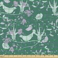 thumbnail image 2 of Ambesonne Bird Fabric by the Yard Upholstery, Valentines Birds Floral Art, 5 Yards, Hunter Green Mint Green, 2 of 5