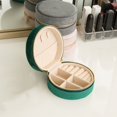 thumbnail image 3 of AMERTEER Jewelry Box Ring Storage Box Large Capacity Dustproof Zipper Closure Classified Keep Neat Anti-oxidation Round Shape Detachable Division Plate Jewelry Box, 3 of 6