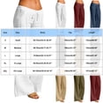 thumbnail image 3 of Diufon Linen Pants for Women Summer Wide Leg Drawstring High Waist Pant Casual Loose Boho Beach Trousers with Pockets, 3 of 7
