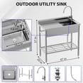 thumbnail image 2 of EastVita Stainless Steel Utility Sink Free Standing Single Bowl Sink with Cold and Hot Water Pipe Commercial Kitchen Utility Sinks for a Laundry Room Bathroom Kitchen Indoor Outdoor, 2 of 8
