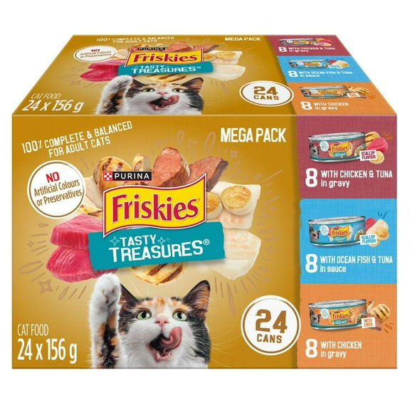 Friskies Tasty Treasures avec Foie ou Saveur de Pétoncle Pack de Variétés Nourriture pour Chats