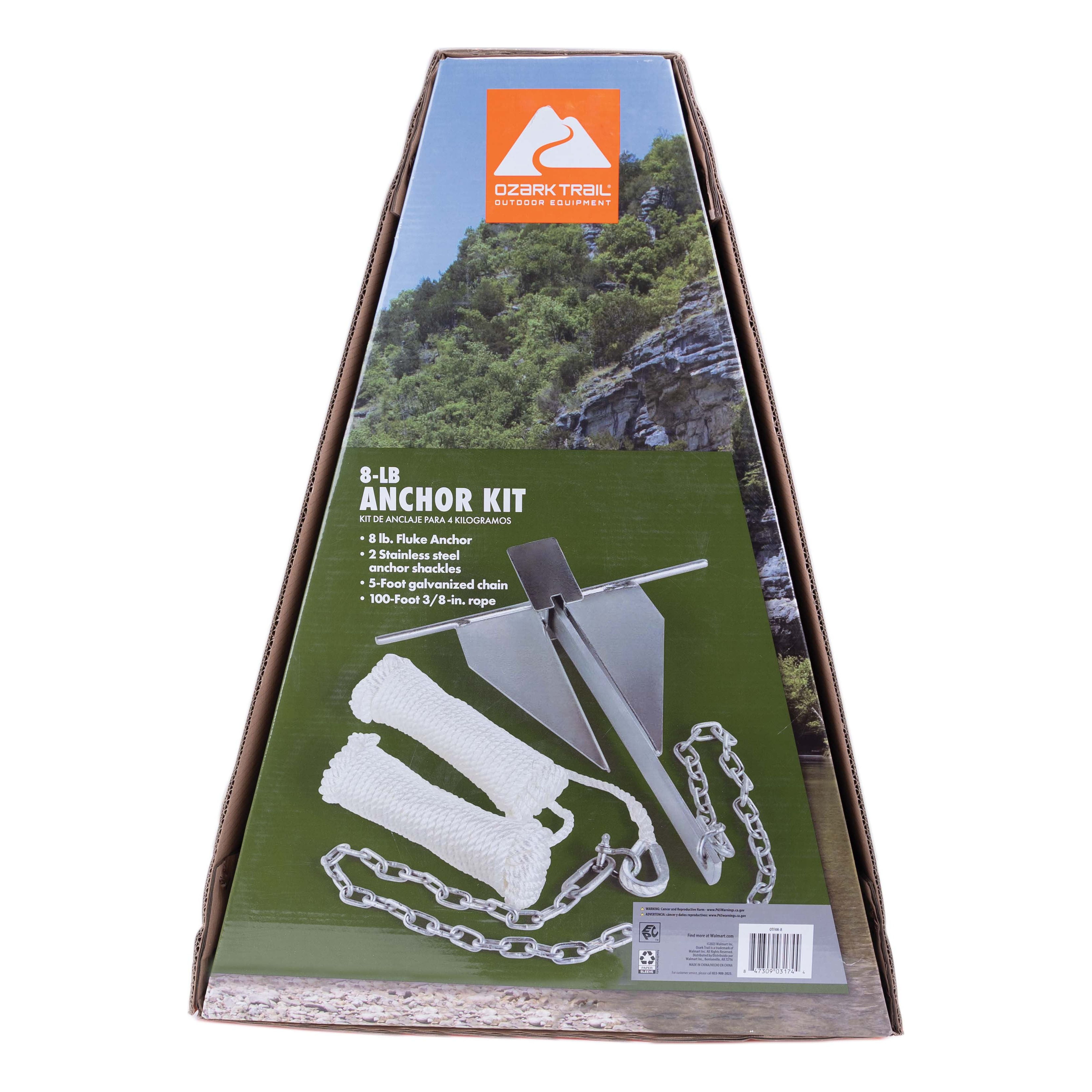 Ozark Trail Galvanized Steel Fluke Anchor Kit, 8 lb