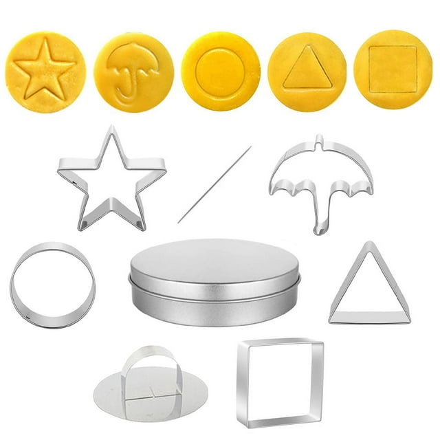 Stainless Steel Cookie Cutters Set | 8 Piece Fondant Cake Making Tools | Non-Stick Pastry Cutters for Baking, Candy, Sandwiches, Dough, Festivals, Daily Use | Shapes & Accessories Included