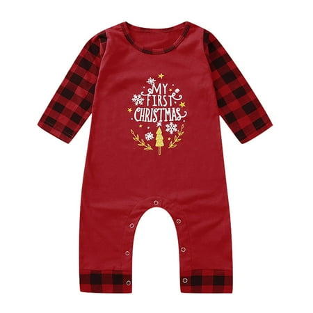 

Ozmmyan Christmas Toddler Clothes Newborn Infant Baby Boys Girls Christmas Letter Print Romper Jumpsuit Outfits on Clearance