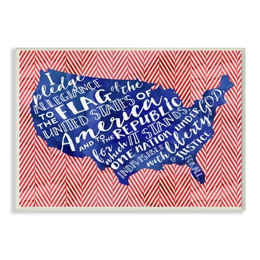 Stupell  Pledge of Allegiance Typography with Chevron Wall Plaque Art