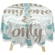SKYSONIC You are My One and Only Round Tablecloth 60inch with Lace Indoor Wrinkle Free, Valentine Anchor Circular Table Cover Washable Farmhouse Tabletop for Kitchen Dining Decor