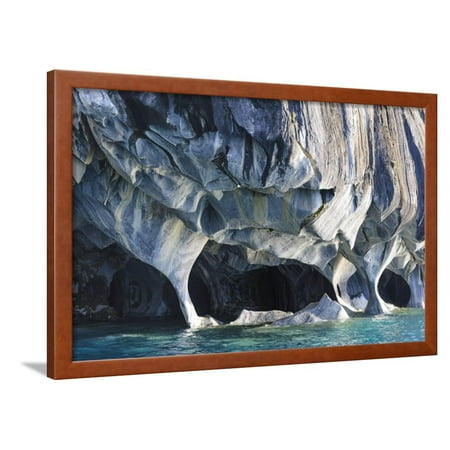 Chile, Aysen, Puerto Rio Tranquilo, Marble Chapel Natural Sanctuary. Limestone formations. Framed Print Wall Art By Fredrik