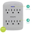 thumbnail image 5 of Multicontacto de Pared Philips Gris con Supresor de Picos y Luz LED Indicadora de Protección, 5 of 5