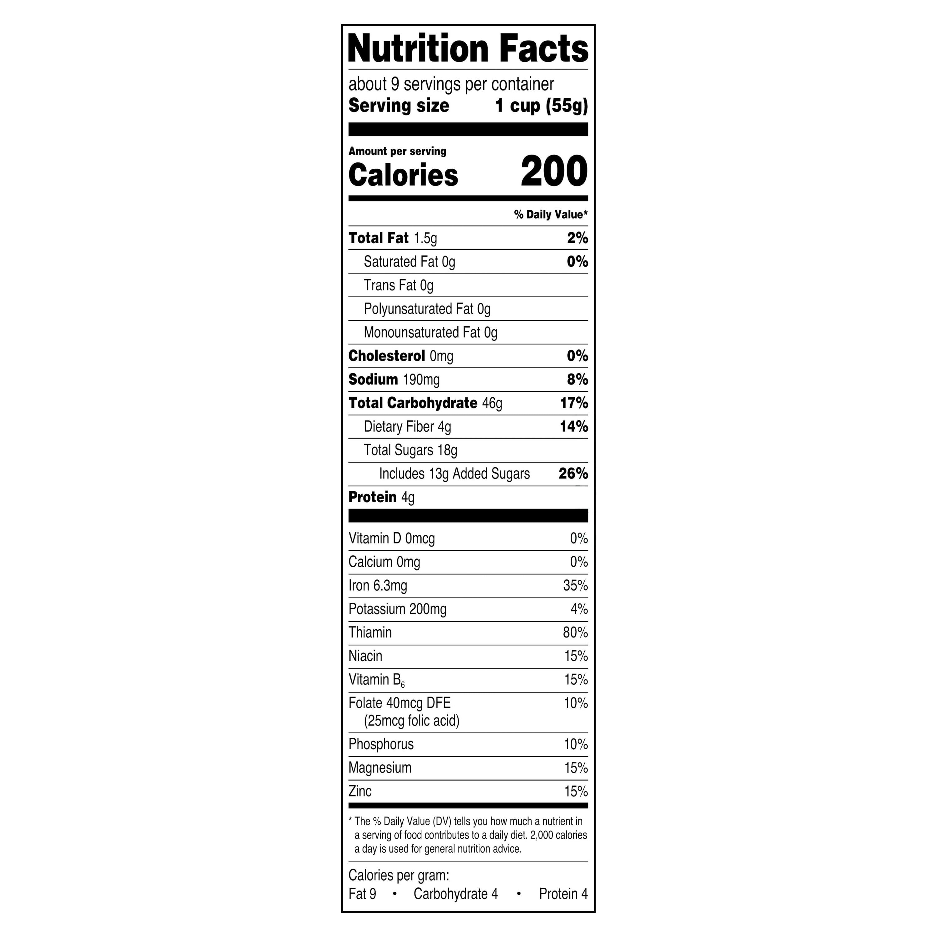 Great Value Crunchy Raisin Bran Breakfast Cereal, 18.2 oz
