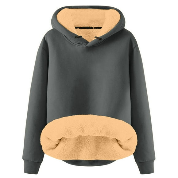 2025 Puawkoer Hooded sweater 1pc Sweatshirt Women Sweatshirt Womens Hoodies Fleece Pullover Women Light Jackets for Women Woman Clothes Autumn Winter Solid Color Velvet Hoodie Lady