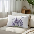 thumbnail image 6 of Purple Lavender Flower Throw Pillow Covers Vintage Purple Lavender Floral Watercolor Dragonfly Decorative Lumbar Pillow Cover Rectangle Cushion Case for Sofa Couch Bed Living Room 16 X 24 Inches, 6 of 9