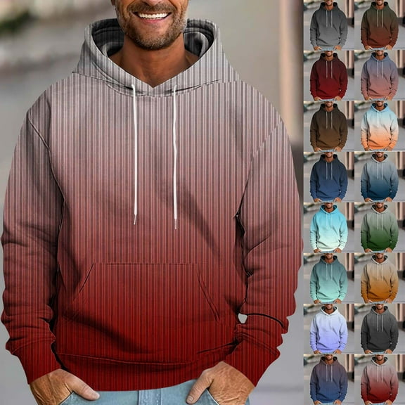 Momasggi Big and Tall Hoodies for Men Trendy Striped Graphic Hoodie Fall Winter Fleece Lined Pullover Tops Drawstring Long Sleeve Hooded Sweatshirts with Pockets Black 3XL