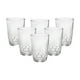 thumbnail image 1 of Juego 6 Vasos De Vidrio Grueso, Diseño con Relieve, Bormioli, Modelo, Long Drink Glit, Vasos para Agua y Coctelería Capacidad 400 Ml, 1 of 6