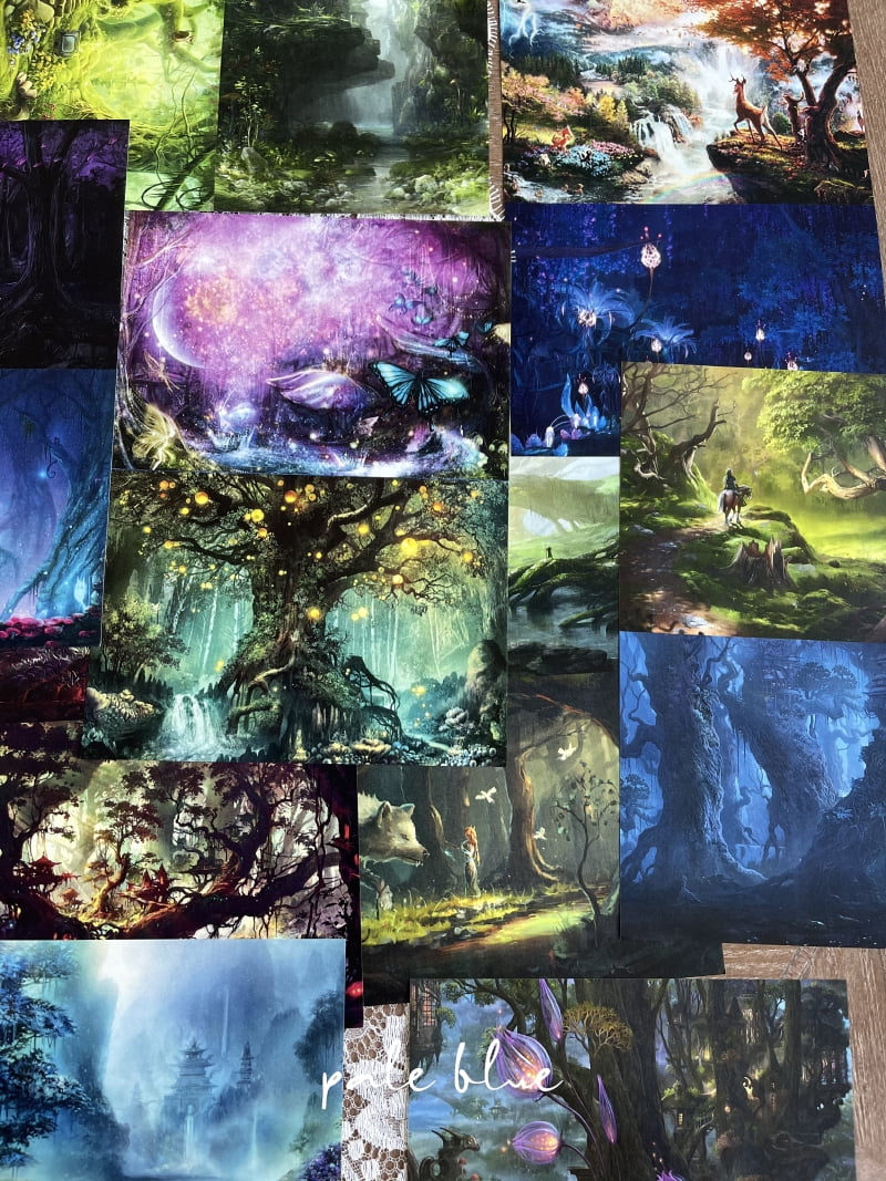 23 Sheets Enchanted Forest Scrapbook Paper - A5 Size DIY Junk Journal Material for Creative Crafting