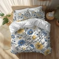 thumbnail image 2 of Yellow Blue Flower Duvet Cover Set California King Size Abstract Floral Art Leaf Vintage Soft Lightweight Comforter Covers 4 Piece Bedding Set with 1 Duvet Cover 1 Bed Sheet & 2 Pillow Shams, 2 of 8