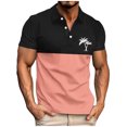 thumbnail image 2 of POTETI Mens Polo Shirts Short Sleeve Collared Casual Shirts Tropical Loose Hawaii Print Tops, 2 of 4