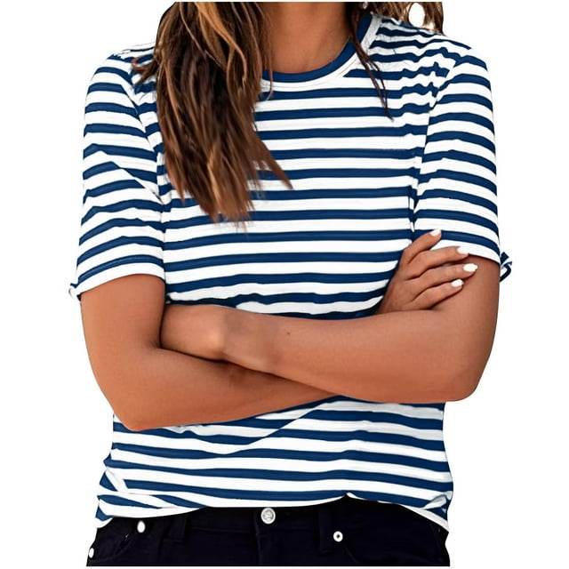 Liquidation! Hauts Grande Taille pour Femmes, Blouse à Manches Courtes d'Été pour Femmes, Mode Décontractée Confortable Imprimée à Manches Courtes Col Rond T-Shirt