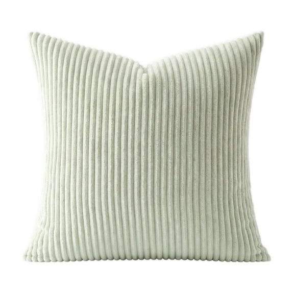 Sage Green Throw Pillow Cover with Ribbed Corduroy Texture, 18X18 Inches, Soft Decorative Cushion Cover for Living Room Couch
