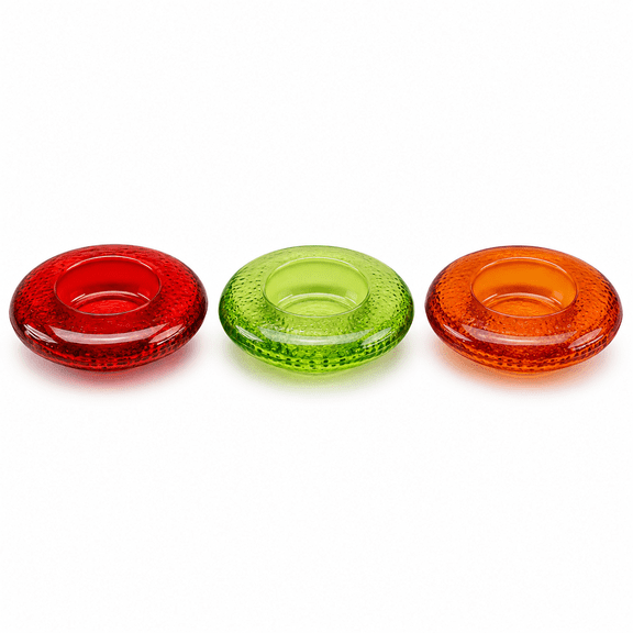 Dependable Industries 3-Pack Glass Tealight Candle Holders, Assorted Colors, 3 Inch