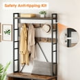 thumbnail image 6 of M optimized Industrial Hall Tree with 3 Storage Cubbies & 8 Hooks, Freestanding Entryway Coat Rack Shoe Bench with Shoe Storage, 6 of 7