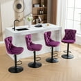 thumbnail image 3 of ODUSE-DAILY Violet Velvet Bar Stools Set of 4 - Adjustable Swivel Purple Counter Height Chairs with Tufted Back and Nailhead Trim for Kitchen Island (Purple, Matte Metal, 4 Pcs), 3 of 12