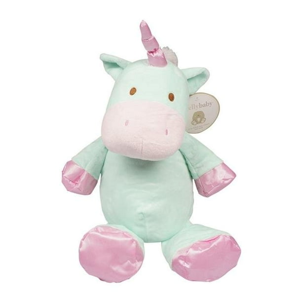 Kelly Baby Kellybaby 2342722 20 in. Baby Unicorn Pram Toy with Rattle, Green & Pink Case of