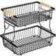 thumbnail image 1 of Canasta para frutas Astrorhine de metal de 2 niveles con asa de madera, 1 of 6
