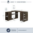 thumbnail image 2 of BELLEZE Trition L Shaped Computer Desk Home Office Corner Desk With Open Shelves And Drawers, Dark Walnut, 2 of 7