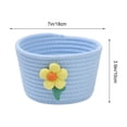 thumbnail image 3 of Twfbrm Cotton Rope Woven Basket, 7x4 Inch Small Round Floral Embroidery Storage Basket for Bathroom Decor, Cute Toy Storage Bins for Shelves, Closet, Home, Toys, 3 of 5