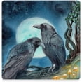 thumbnail image 3 of GZHJMY Square Drink Coasters, 6 Pcs Watercolor Two Ravens Sitting on a Branch Absorbent Ceramic Coffee Coasters for Drinks with Cork Base Housewarming Gift for Home Decor, 3 of 6