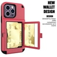 thumbnail image 5 of Allytech Luxury Case for iPhone 14 with Flip Card Slots Mirror Case Hard PC Soft Rubber Bumper Kickstand Function Full Body Protection Wallet Case For iPhone 14,Red, 5 of 6