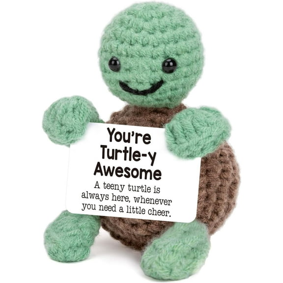 2PCS Mini Funny Turtle Gifts Mothers Day Teacher Appreciation Graduation Nurses Week Fathers Day Birthday Gifts for Women Men Her Him, Small Cute Stuff Things, Emotional Positive Crochet Turtle Decor