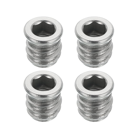4Pcs Threaded Inserts Nuts, M6x12mm Hex Socket Drive Nut Inserts for Wood