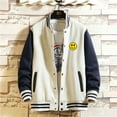 thumbnail image 2 of Men's Baseball Jackets Youth Street Print Men Coats Patchwork Sleeves Jacket With Pockets, 2 of 3