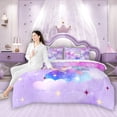 thumbnail image 6 of Manfei Dreamy Unicorn Bedding Sets Full Size, Fairy Tale Bed in a Bag Full size, Cartoon Cloud Stars Reversible Comforter Sets with Sheets, Lightweight Bedroom Decorative, 7pcs, 6 of 9
