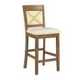 thumbnail image 3 of Weston Home Pulukan Cane Accent x-Back Counter Height Chair (Set of 2), Oak Finish, Beige Linen, 3 of 10
