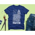 thumbnail image 6 of Faith & Freedom American Flag Patriotic Christian T-Shirt - Distressed White USA Cross - Perfect Independence Day Apparel - Ideal Gift for Men - Comfortable Christian Clothing - Small Navy, 6 of 6