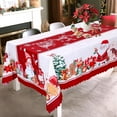 thumbnail image 4 of Christmas Rectangular Tablecloth 60X84 inch, Santa Claus,Gifts,Bell,Snowflakes,Christmas Tree Design Waterproof Polyester Table Cover for Party,Dinner,Outdoor Kitchen Decor,Red White, 4 of 5