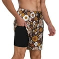 thumbnail image 3 of Picia Sunflowers pattern Mens Swim Trunks with Compression Liner Stretch Beach Shorts Quick Dry with Zipper Pockets No-Chafing Board Shorts-Small, 3 of 9