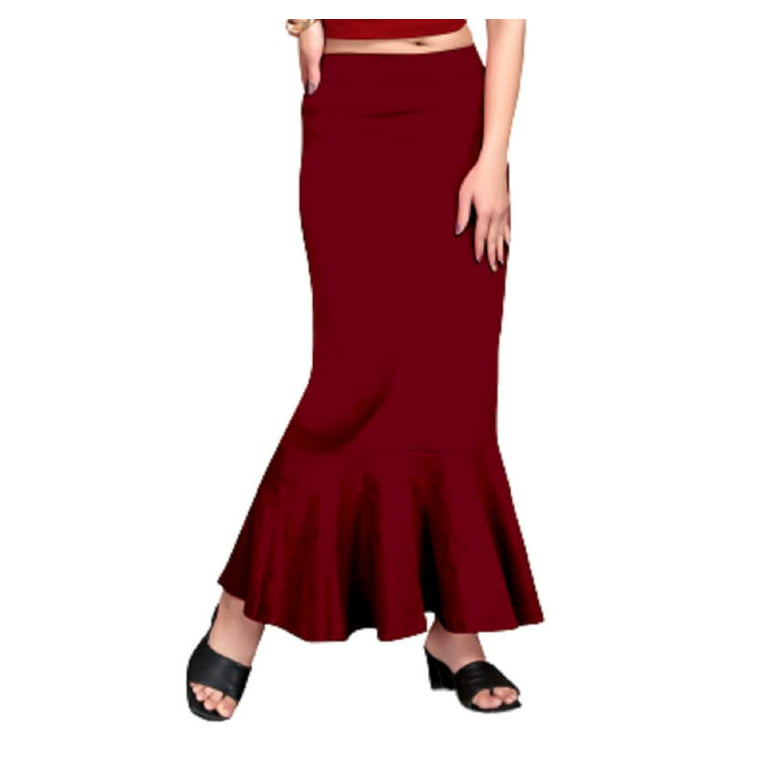 eloria Maroon Soft Comfy Pleated Saree Silhouette Saree Shapewear Flare  Petticoat for Women Lycra Cotton Blended Petticoat Skirts for Women Shape  Wear Dress for Saree 