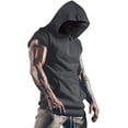 thumbnail image 3 of Faithtur Men Summer Sports Vest, Solid Color Hooded Short Sleeves T-Shirt, 3 of 7