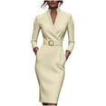thumbnail image 2 of ClodeEU Women's Sexy Blazer Collar Bodycon Dress,Slim Pencil Skirt Dress ,Work Dresses Business Outfits Beige,Womens Plus XL, 2 of 6