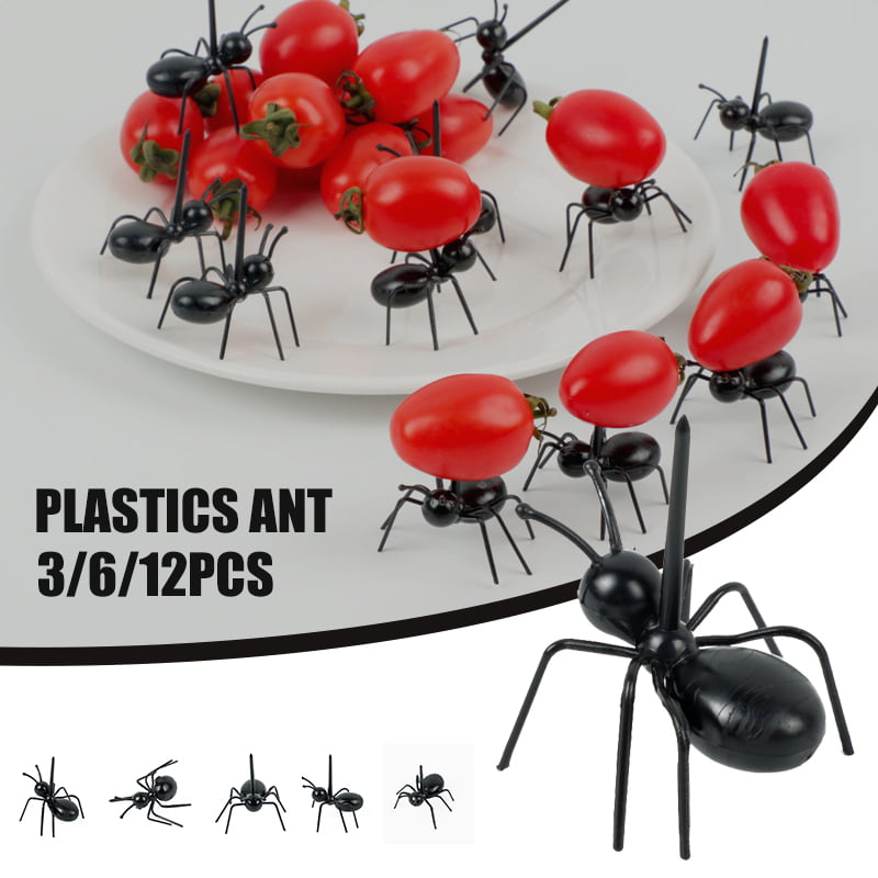 Reusable Plastic Ant Shape Fruit Cake Dessert Fork Pick Party Tableware 3/6/12Pc