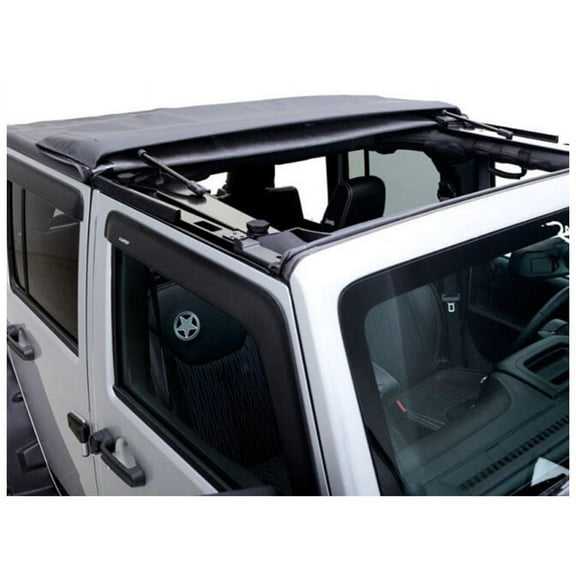 Rampage by RealTruck TrailView Fastback Soft Top | Sail Cloth, Black Diamond Color | 139835 | Compatible with 2007 - 2018 Jeep Wrangler JKU 4-Door