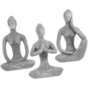 3Pcs Yoga Pose Statue Yoga Women Decor Zen Style Figurines Meditation Table Decoration Sculpture