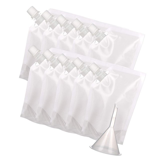 10 unidades de petacas para bebidas, bolsa de licor, petacas reutilizables, petacas de plástico ocultables con embudo de plástico (420 ml) Adepaton SNFLD1175