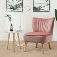 thumbnail image 4 of Gymax 2pcs Accent Chairs & End Table Set Armless Velvet Sofa & Round Table, 4 of 10