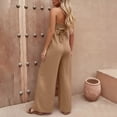 thumbnail image 4 of Hurxie Strapless Jumpsuit for Women Summer Casual Off Shoulder Wide Leg Romper with Pockets Khaki,M, 4 of 6