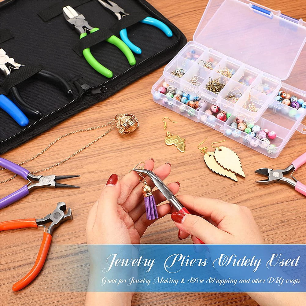8 Pieces Jewelry Making Pliers Tool Kit, Needle Nose Pliers, Round Nylon Jaw for DIY