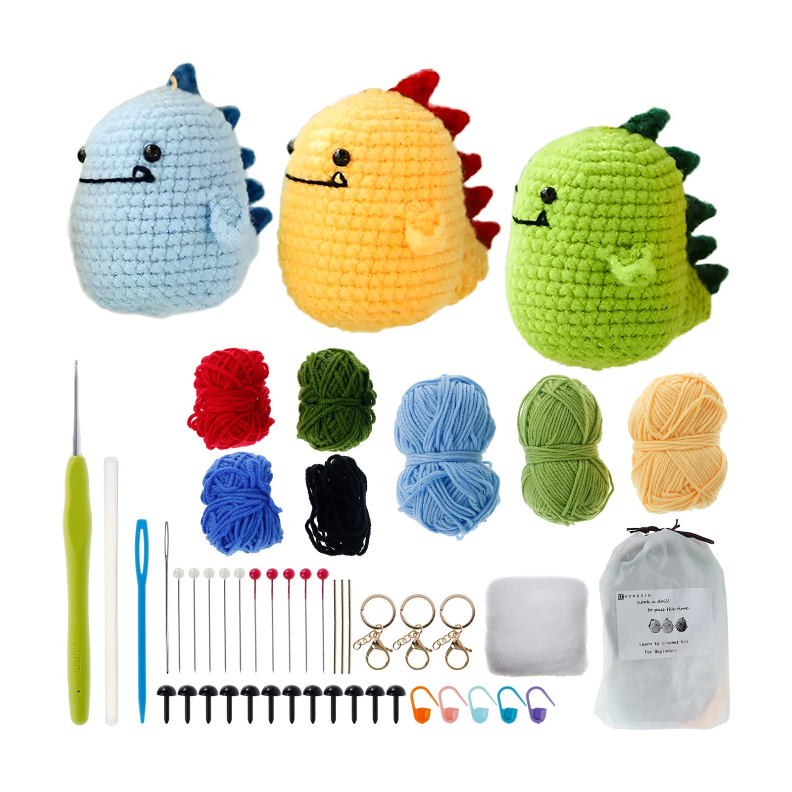 Cute Hand Woven Dinosaur Doll, DIY Crochet Hook Material Bag, Unfinished  Knitting Crafts Kit, Crochet Kit for Beginners Animals - AliExpress